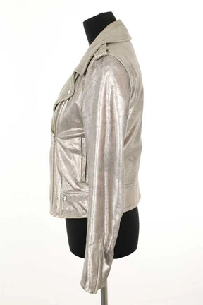Veste Claudie Pierlot Argent en Cuir