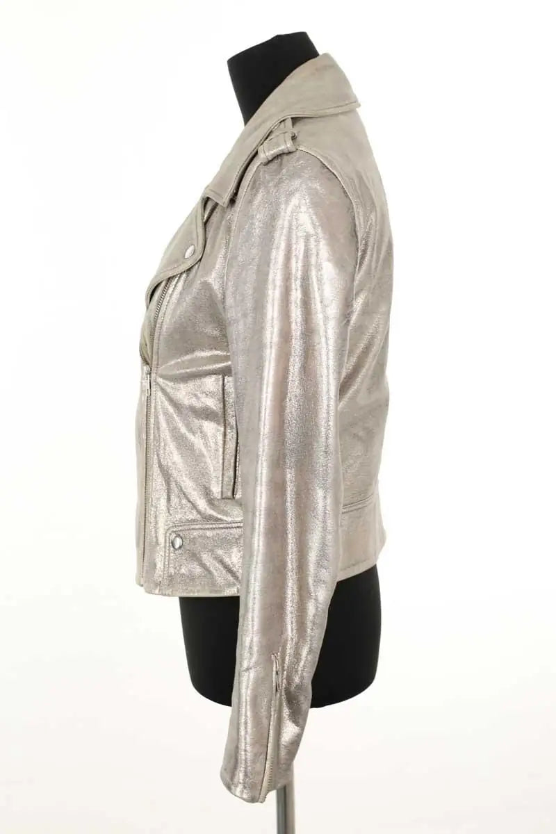 Veste Claudie Pierlot Argent en Cuir