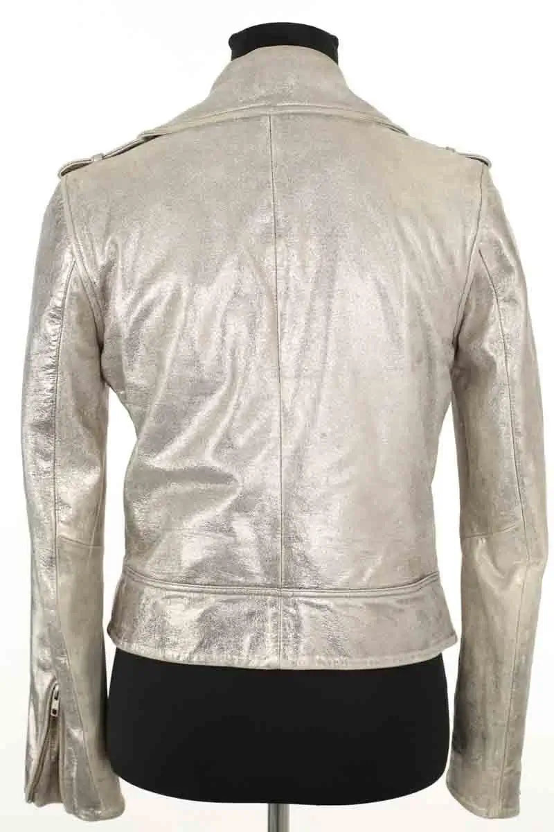 Veste Claudie Pierlot Argent en Cuir