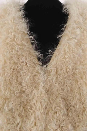 Veste Claudie Pierlot Flament Ecru en Fourrure