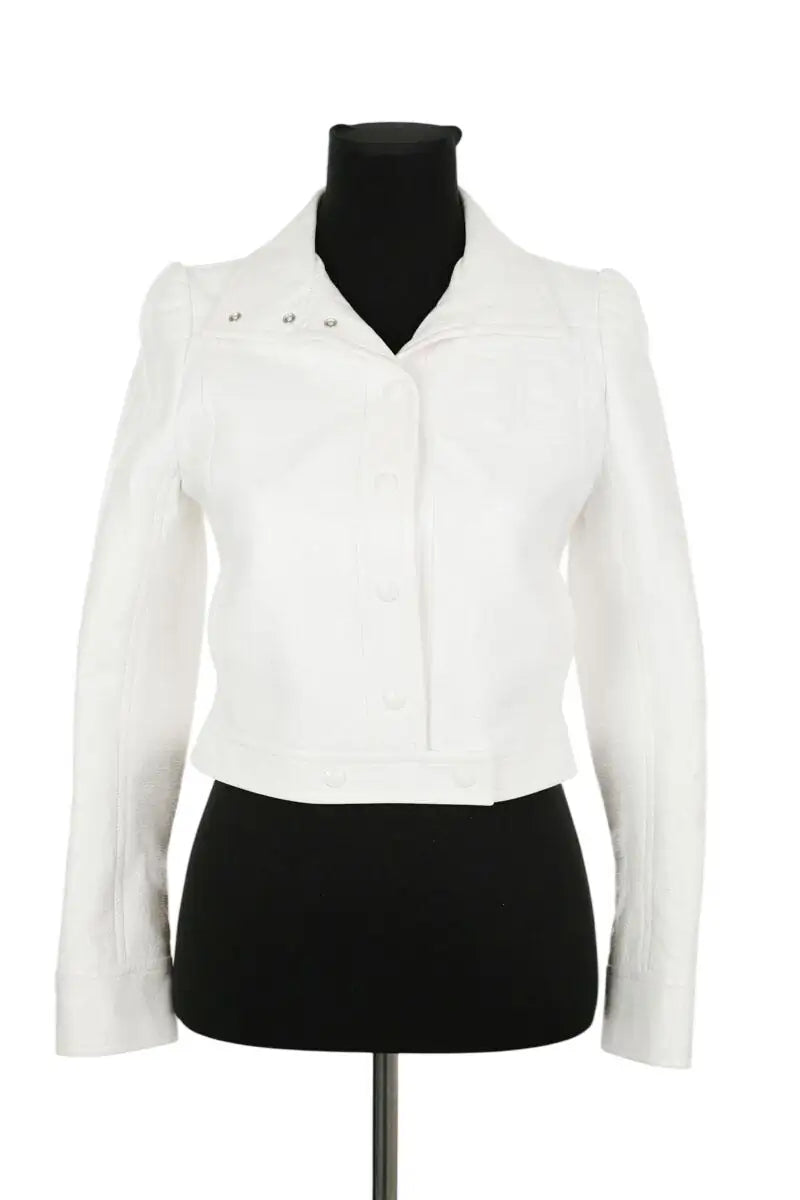 Veste Courrèges Iconique Vinyle Blanc en Coton, taille S - Seconde Main