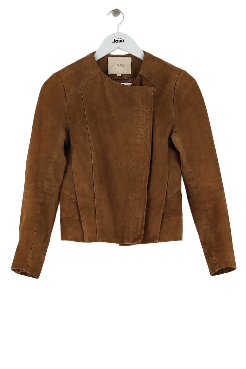 Veste Maje Marron en Cuir, taille S - Seconde Main