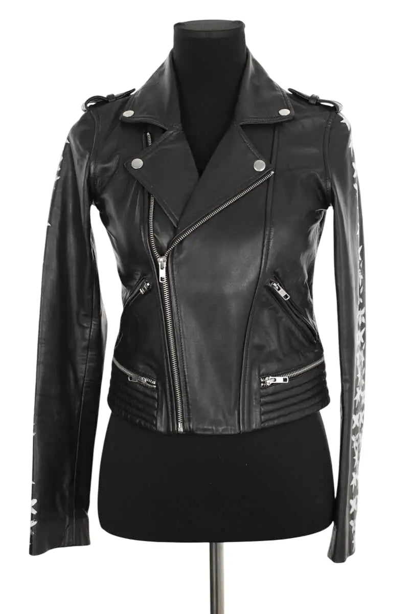 Veste Maje Noir en Cuir, taille S - Seconde Main