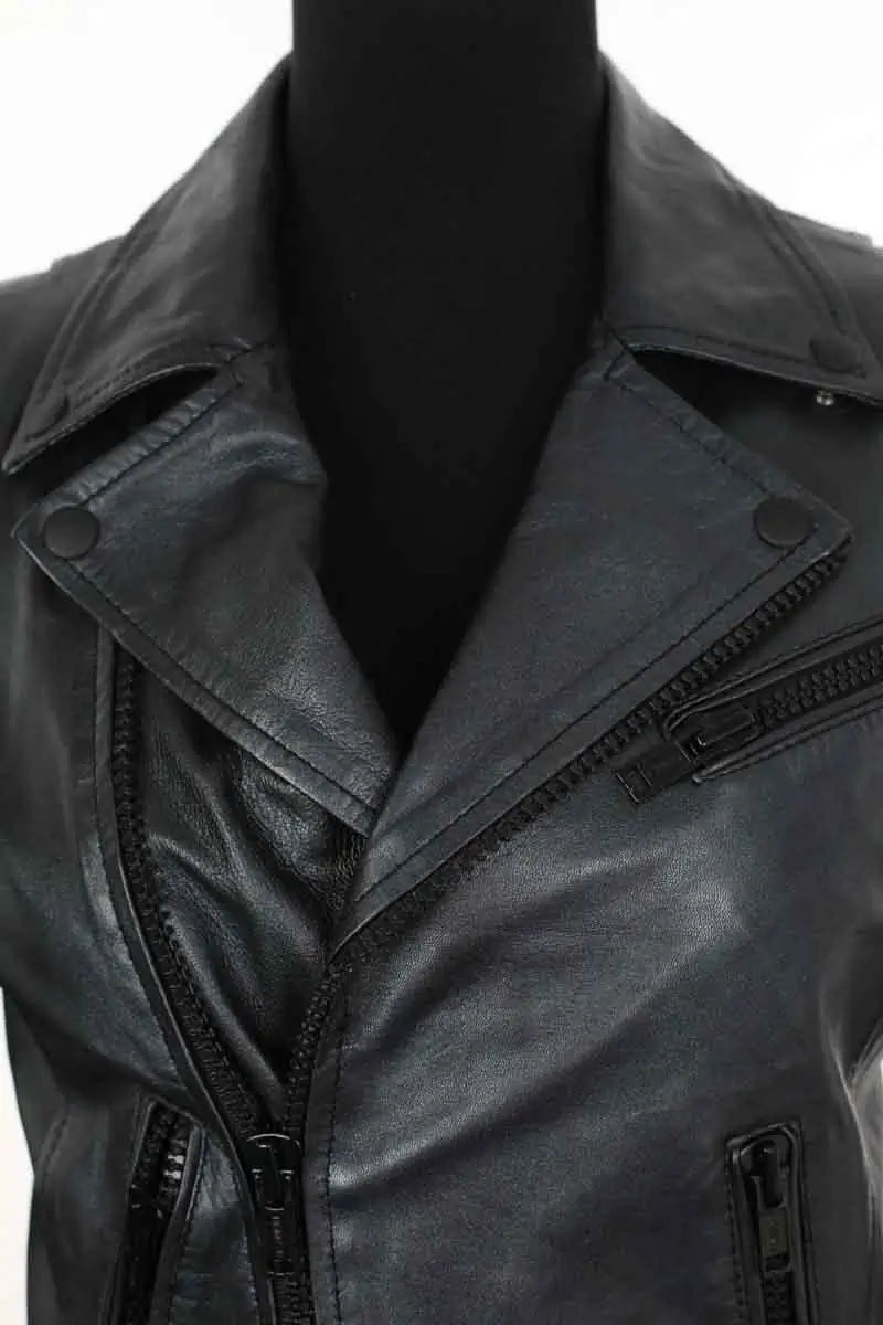 Veste Maje Rose Noir en Cuir