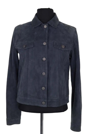 Veste Majestic Filatures Bleu en Cuir, taille S - Seconde Main