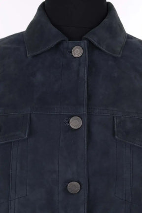 Veste Majestic Filatures Bleu en Cuir