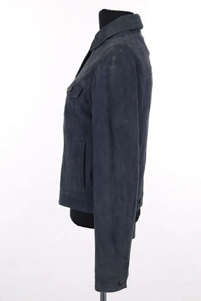 Veste Majestic Filatures Bleu en Cuir