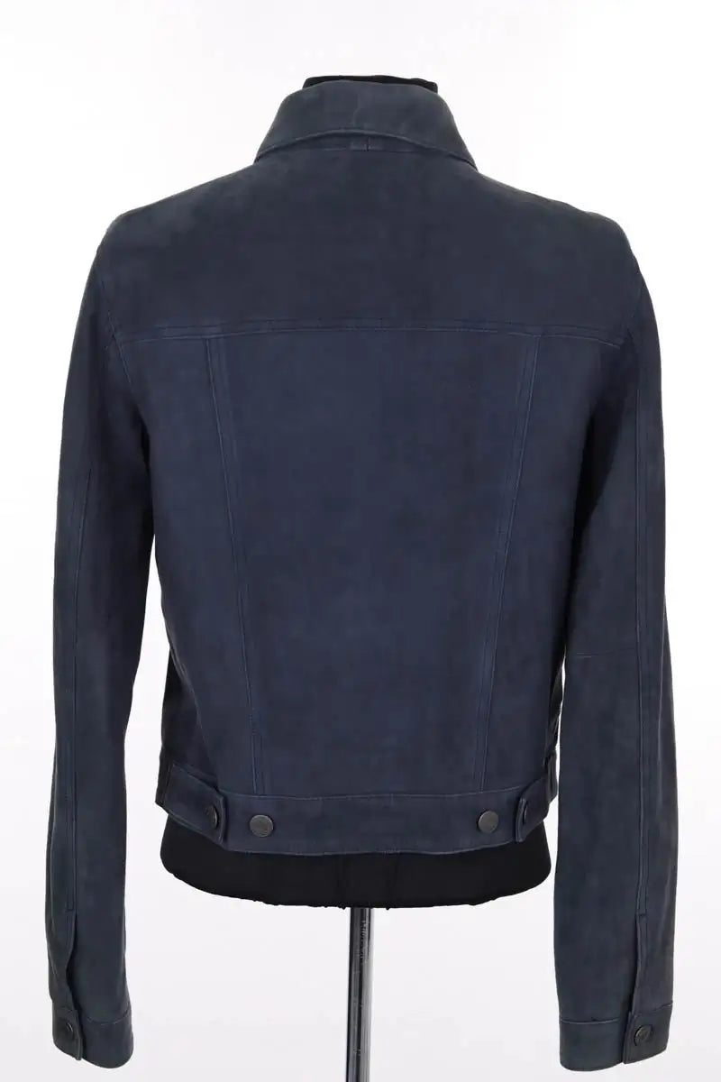 Veste Majestic Filatures Bleu en Cuir