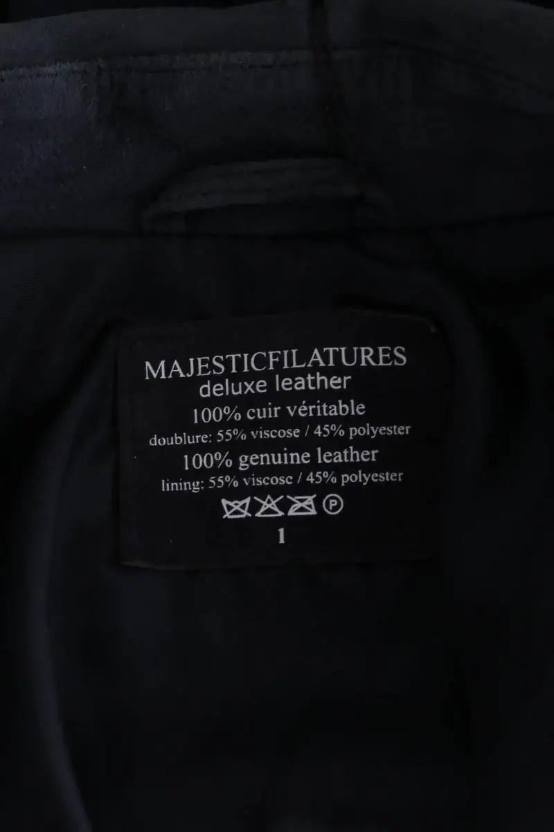 Veste Majestic Filatures Bleu en Cuir