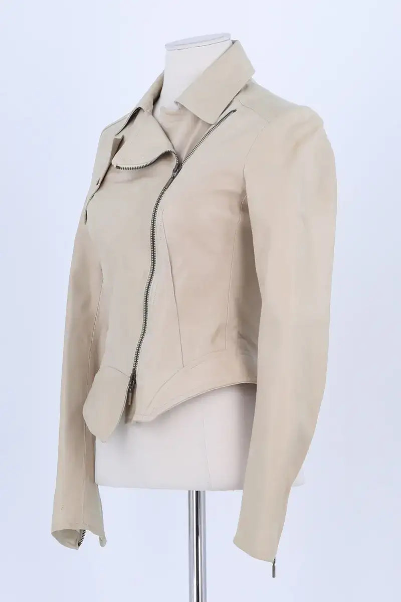 Veste Plein Sud Beige en Cuir