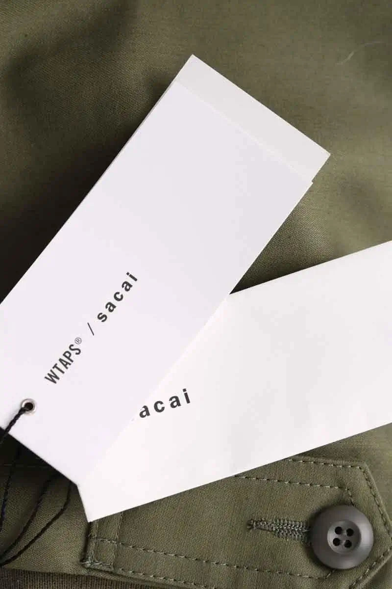 Veste Sacai Layered chore jacket Kaki en Coton