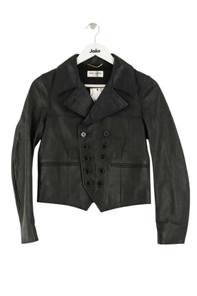 Veste Saint Laurent Noir en Cuir, taille S - Seconde Main