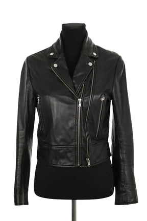 Veste Sandro Noir en Cuir, taille M - Seconde Main