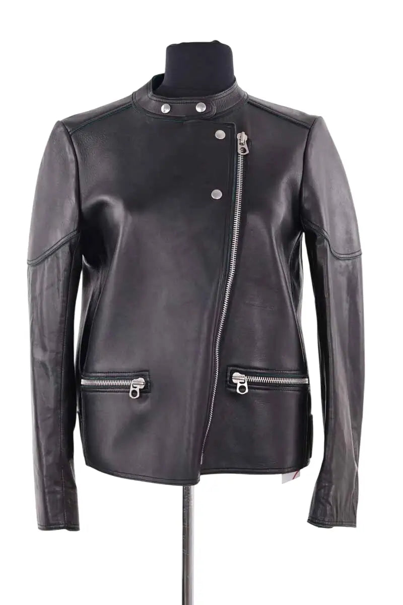 Veste Sandro Noir en Cuir, taille S - Seconde Main