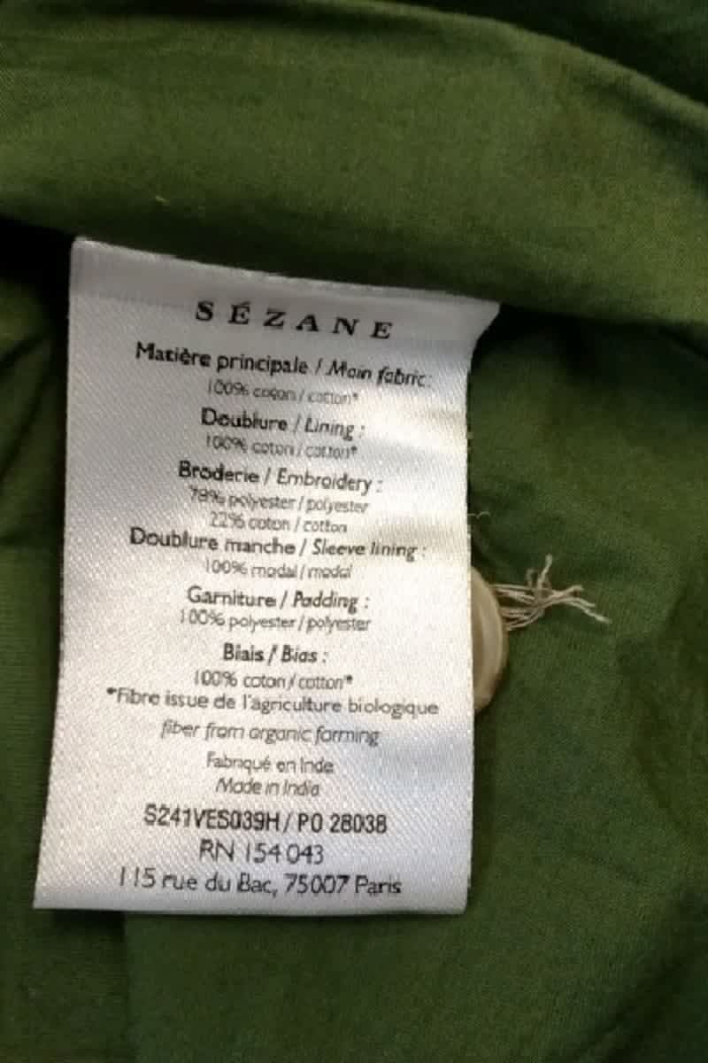 Veste Sézane Vert en Coton
