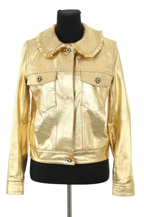 Veste Tara Jarmon Valentine Doré en Cuir, taille XS - Seconde Main