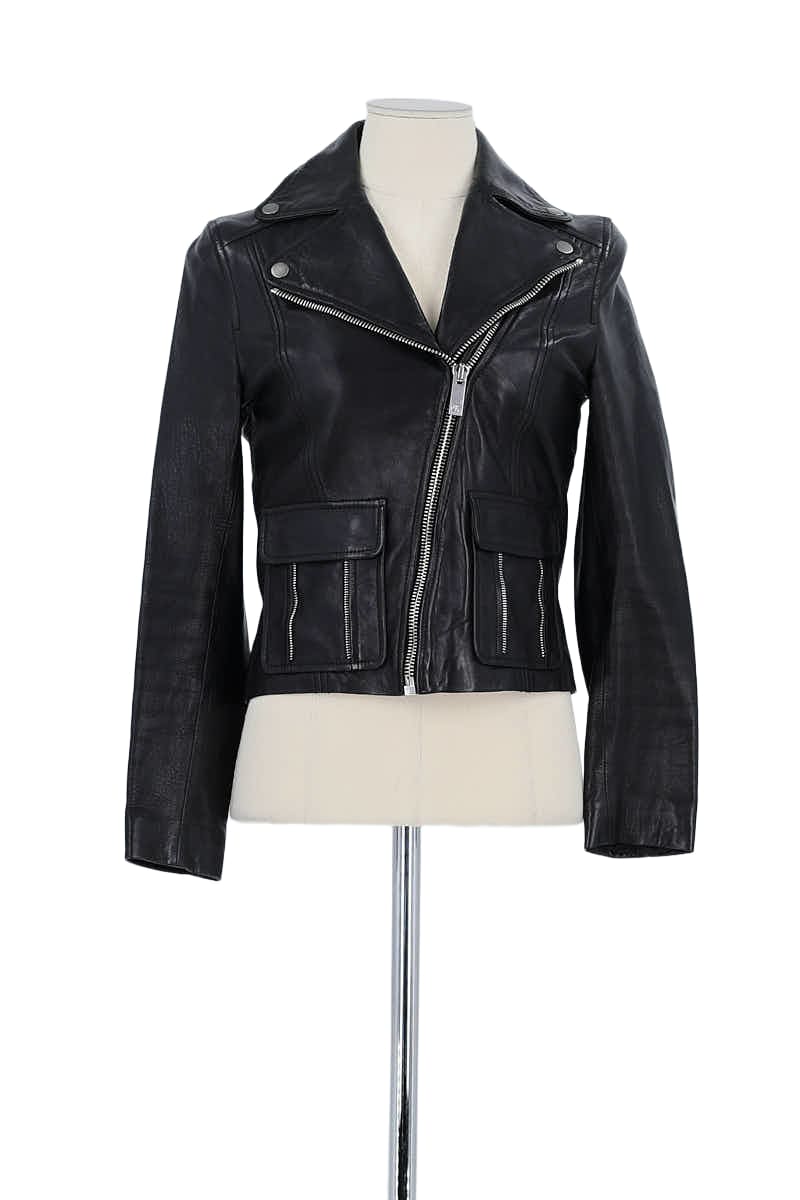 Veste The Kooples Noir en Cuir, taille XS - Seconde Main