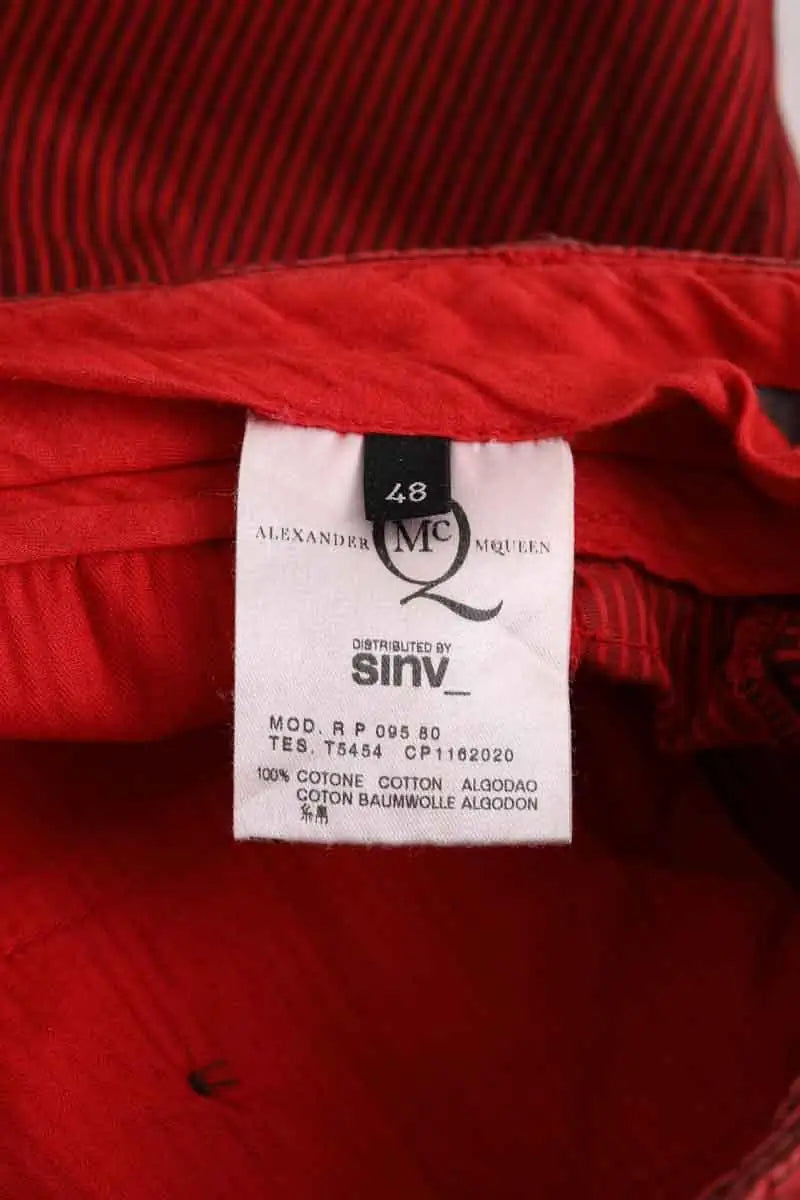 Pantalon droit Alexander McQueen Rouge en Coton