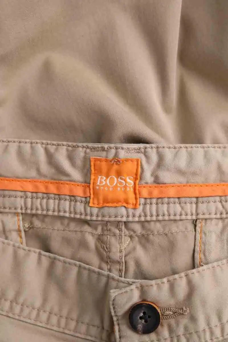 Pantalon droit Boss Kaki en Coton