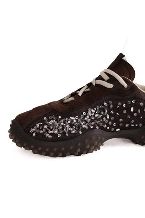 Baskets Miu Miu tissu technique brodé bubble Marron en Tissu