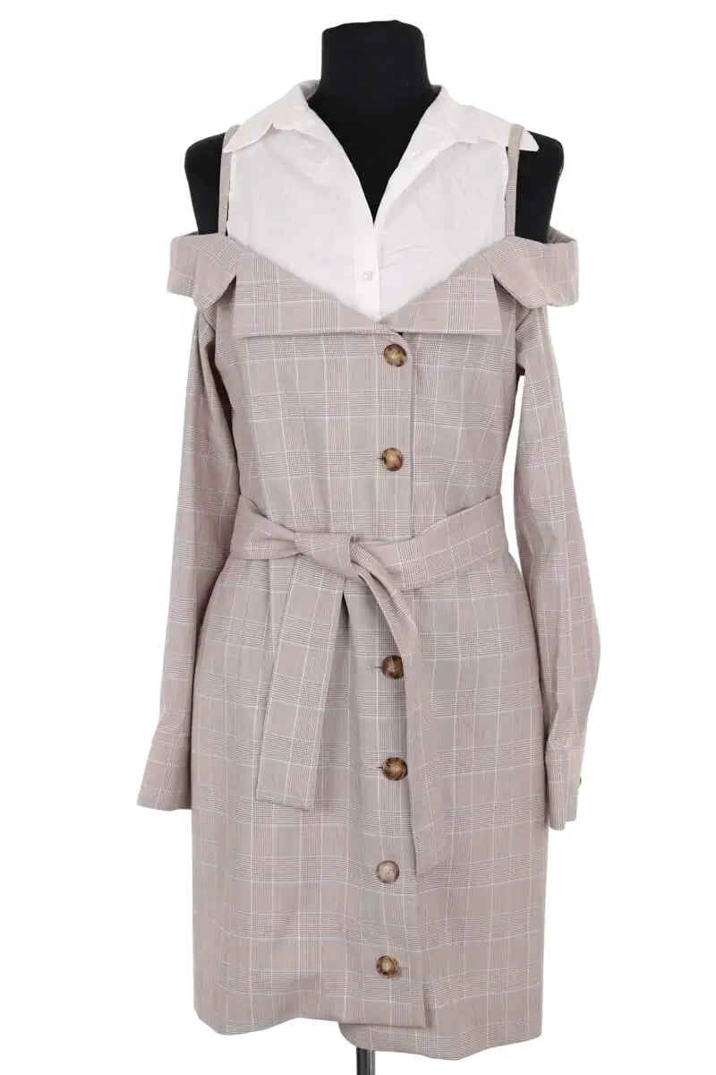 Robe Maje Beige en Synthétique, taille S - Seconde Main