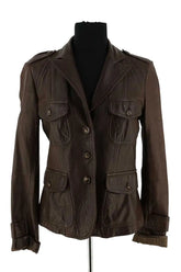 Veste Gerard Darel Marron en Cuir, taille S - Seconde Main
