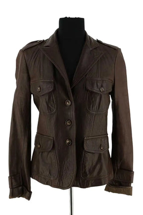 Veste Gerard Darel Marron en Cuir, taille S - Seconde Main