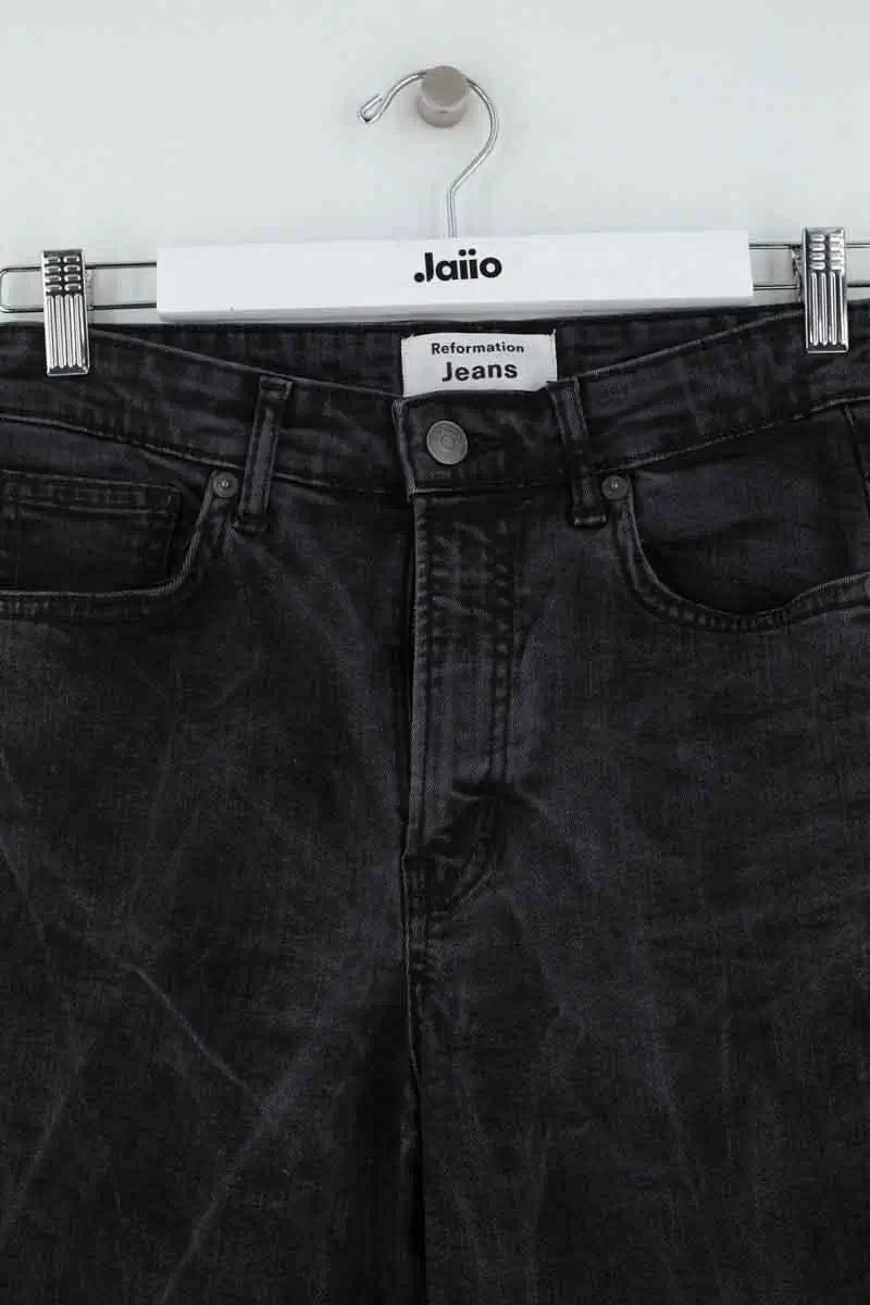 Jean droit Reformation Noir en Coton