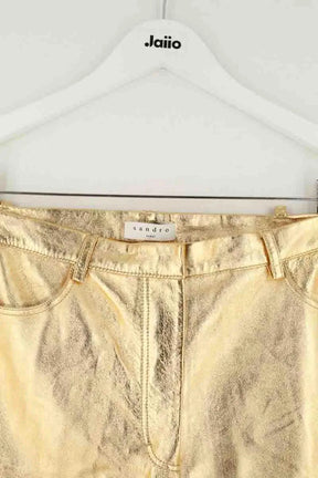 Pantalon Sandro Doré en Cuir