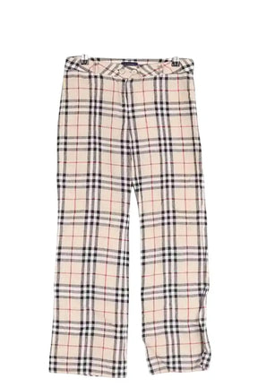 Pantalon slim Burberry Ecru en Lin, taille XS - Seconde Main