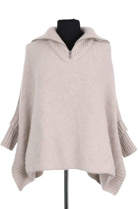 Poncho Kujten Ecru en Cachemire, taille TU - Seconde Main