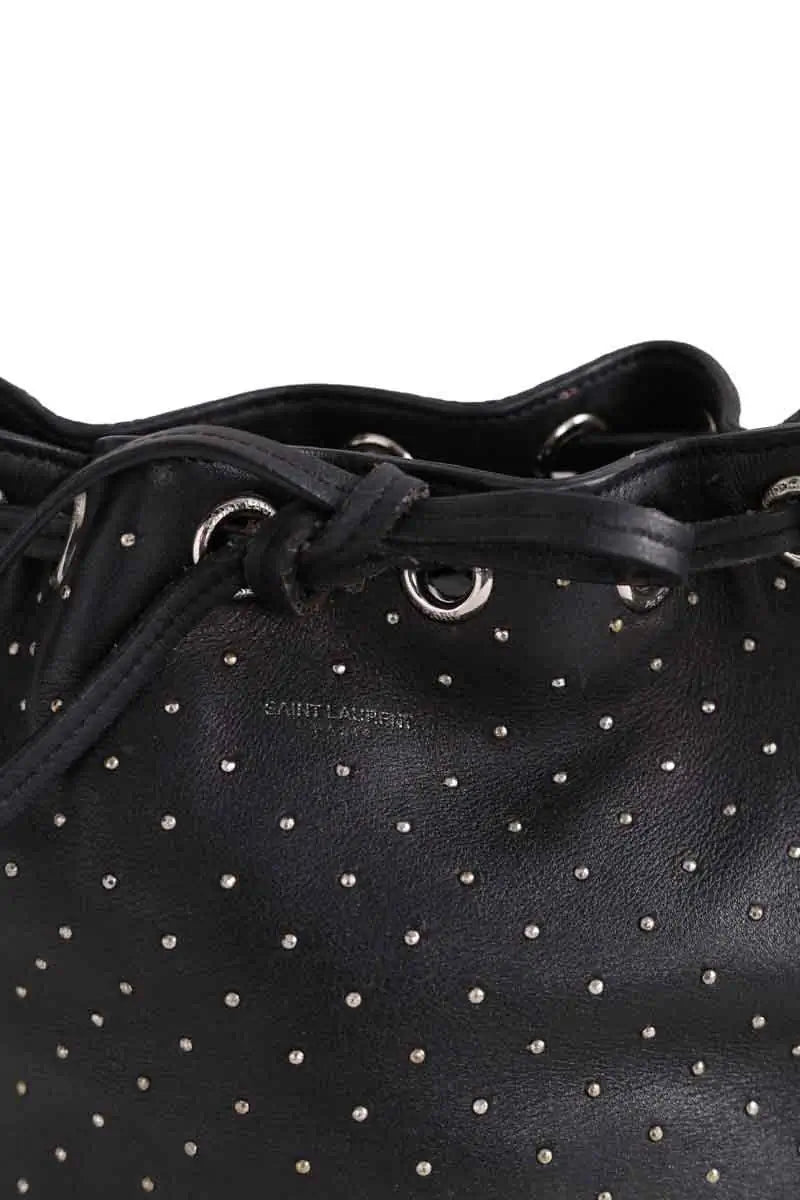 Sac à bandoulière Saint Laurent Sac Seau Emmanuelle Noir en Cuir