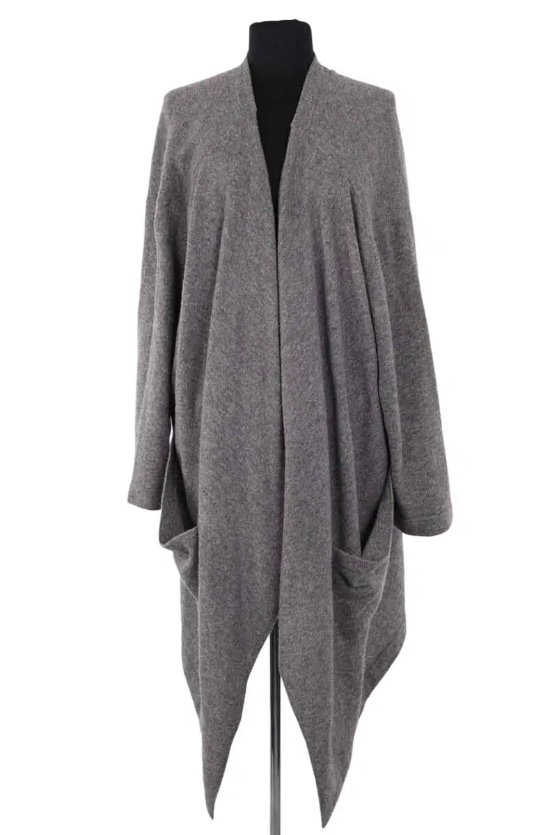 Cardigan Yohji Yamamoto Gris en Laine, taille M - Seconde Main