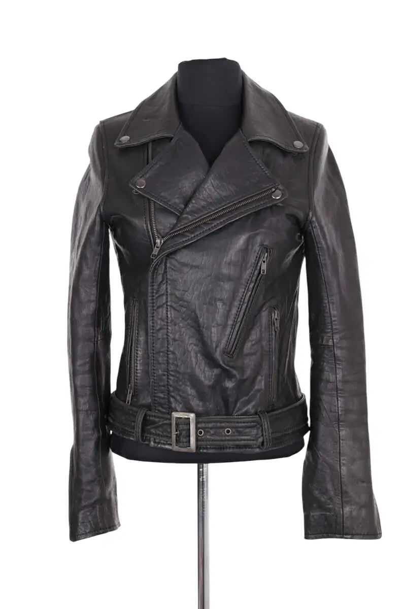Veste Maje Noir en Cuir, taille S - Seconde Main
