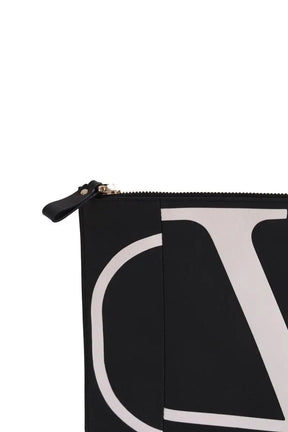 Pochette Valentino Noir en Cuir
