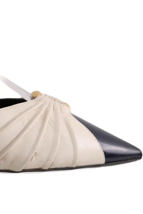 Talons Saint Laurent Ecru en Cuir