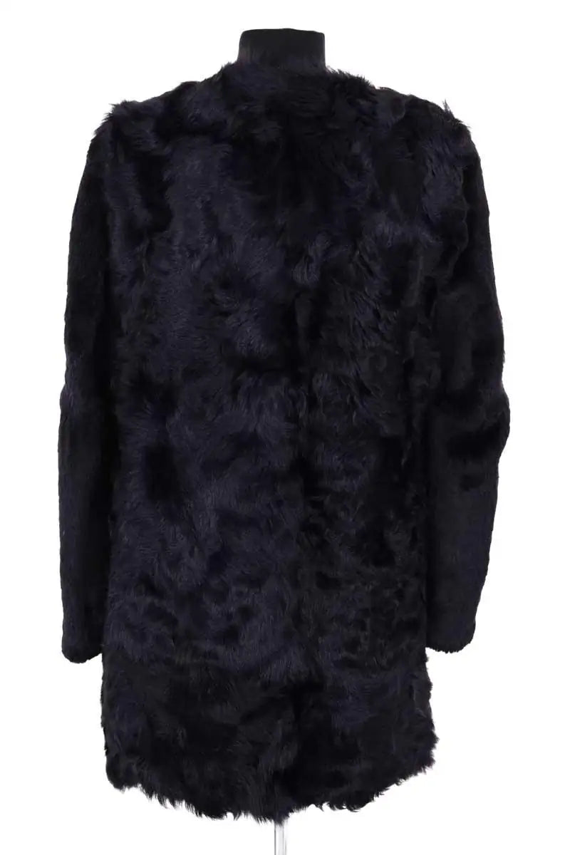 Manteau Maje Noir en Fourrure
