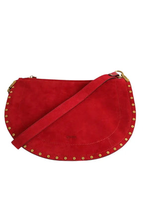 Sac à bandoulière Isabel Marant Oskan soft zip Rouge en Daim - Seconde Main