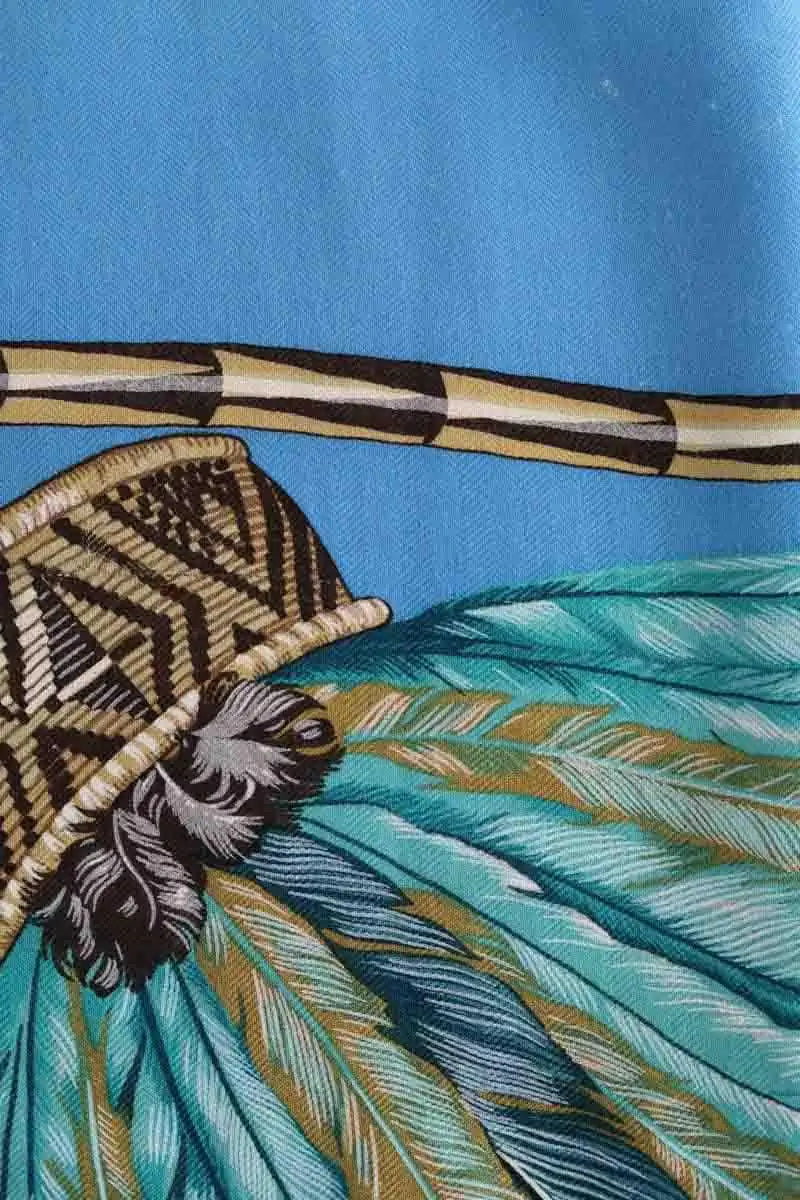 Foulard Hermès Brazil Bleu en Cachemire
